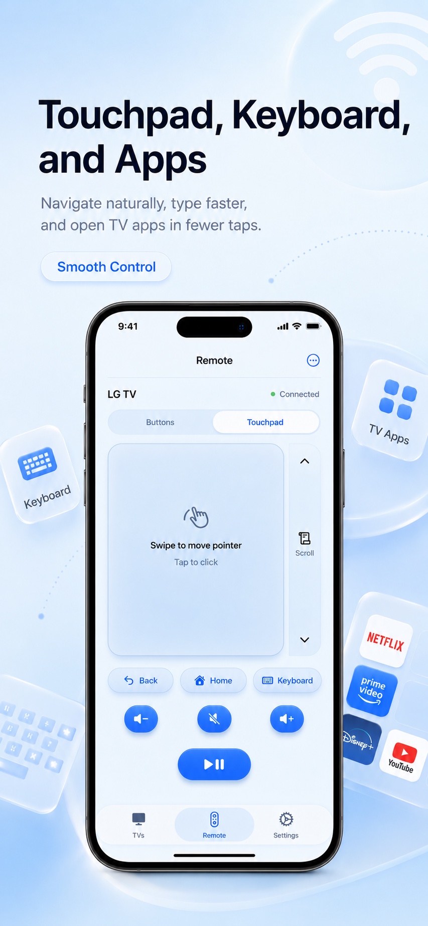 GuruRemote touchpad and keyboard controls