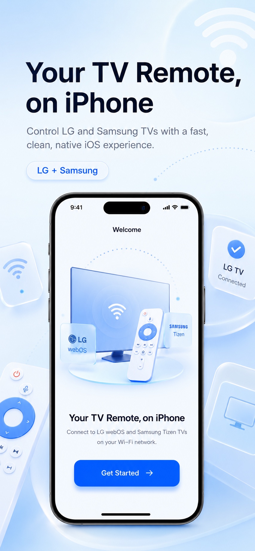 GuruRemote welcome screen for supported LG and Samsung televisions