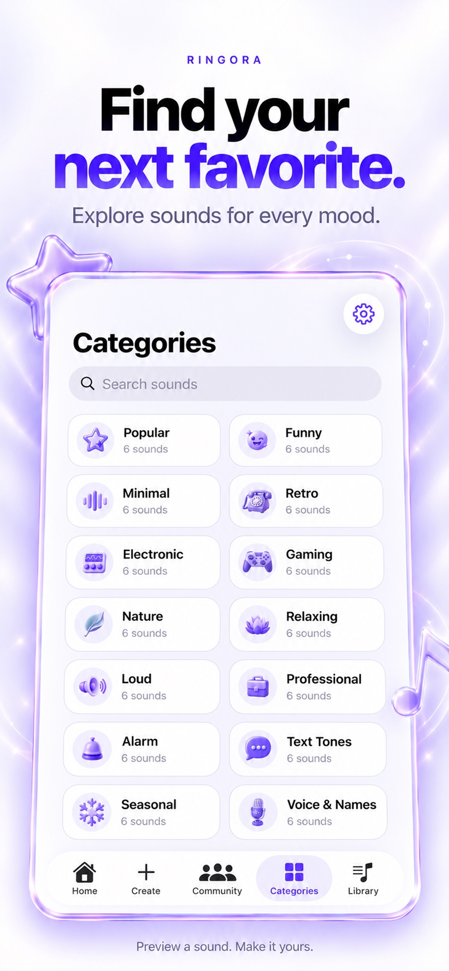 Find your next favorite in Ringora’s sound categories